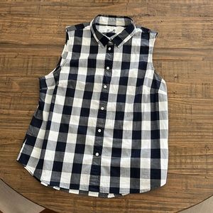 J.crew Factory classic fit navy large check sleeveless shirt